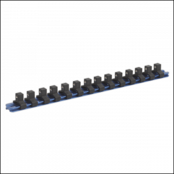 Sealey SR3814 Premier Aluminium Socket Retaining Rail with 14 Clips 3/8 inch Sq Drive