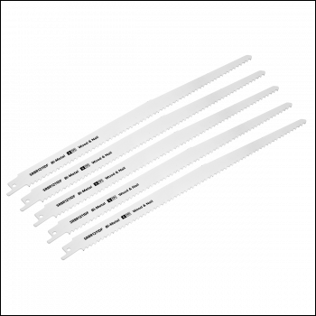 Sealey SRBR1211DF Reciprocating Saw Blade for Wood & Nails 300mm 6tpi - Pack of 5