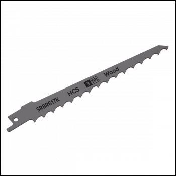 Sealey SRBR617K Reciprocating Saw Blade for Pruning & Coarse Wood 150mm 3tpi - Pack of 5