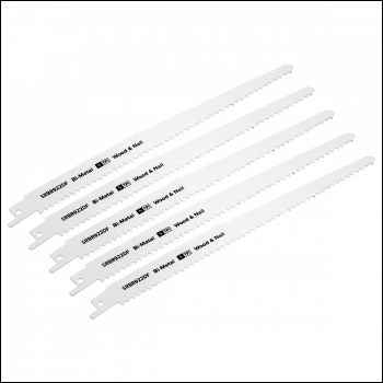 Sealey SRBR922DF Reciprocating Saw Blade for Wood & Nails 230mm 6tpi - Pack of 5