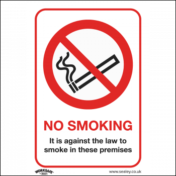 Sealey SS12V1 Worksafe® No Smoking On Premises Safety Sign - Self-Adhesive Vinyl