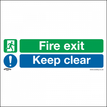 Sealey SS18P10 Worksafe® Fire Exit Keep Clear Safety Sign, Rigid Plastic - Pack of 10