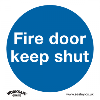 Sealey SS1V10 Worksafe® Fire Door Keep Shut Safety Sign, Self-Adhesive Vinyl - Pack of 10