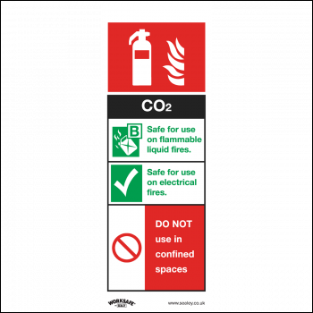 Sealey SS21P1 Worksafe® CO2 Fire Extinguisher Safety Sign - Rigid Plastic