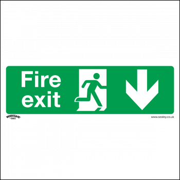 Sealey SS22P10 Worksafe® Fire Exit (Down) Safety Sign, Rigid Plastic - Pack of 10