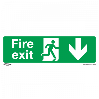 Sealey SS22V1 Worksafe® Fire Exit (Down) Safety Sign - Self-Adhesive Vinyl