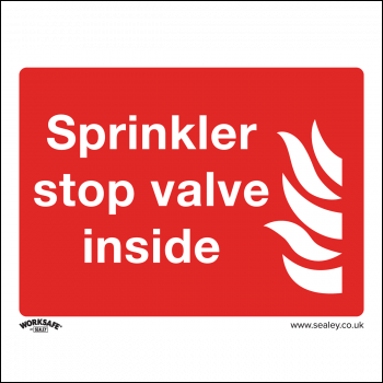 Sealey SS23P1 Worksafe® Sprinkler Stop Valve Safety Sign - Rigid Plastic