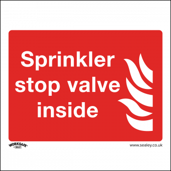 Sealey SS23V10 Worksafe® Sprinkler Stop Valve Safety Sign, Self-Adhesive Vinyl - Pack of 10