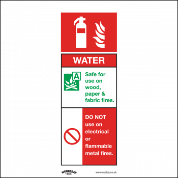Sealey SS27V10 Worksafe® Water Fire Extinguisher Safety Sign, Self-Adhesive Vinyl - Pack of 10