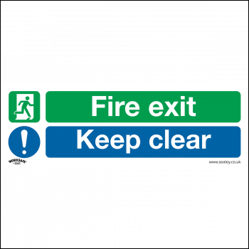 Sealey SS32P10 Worksafe® Fire Exit Keep Clear (Large) Safety Sign, Rigid Plastic - Pack of 10