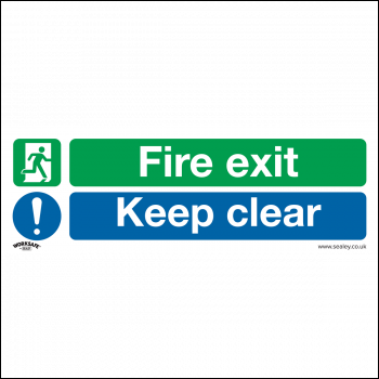 Sealey SS32P1 Worksafe® Fire Exit Keep Clear (Large) Safety Sign - Rigid Plastic