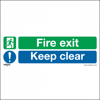 Sealey SS32V1 Worksafe® Fire Exit Keep Clear (Large) Safety Sign - Self-Adhesive Vinyl