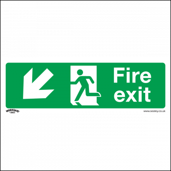 Sealey SS34V1 Worksafe® Fire Exit (Down Left) Safety Sign - Self-Adhesive Vinyl