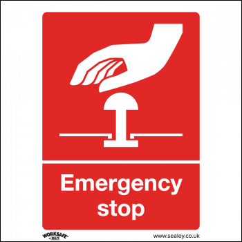 Sealey SS35P1 Worksafe® Emergency Stop Safety Sign - Rigid Plastic