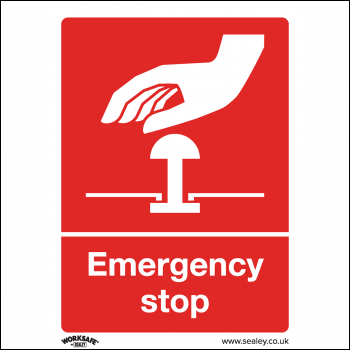 Sealey SS35V1 Worksafe® Emergency Stop Safety Sign - Self-Adhesive Vinyl