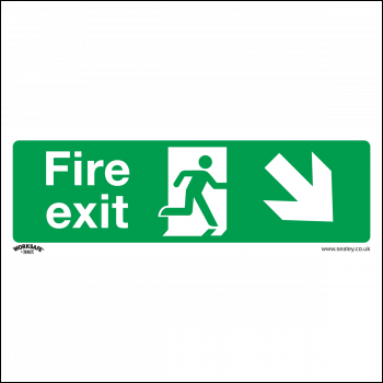Sealey SS36P10 Worksafe® Fire Exit (Down Right) Safety Sign, Rigid Plastic - Pack of 10