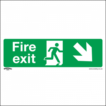 Sealey SS36V1 Worksafe® Fire Exit (Down Right) Safety Sign - Self-Adhesive Vinyl
