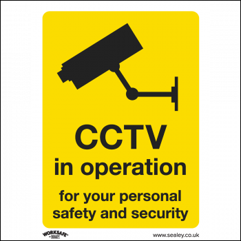 Sealey SS40P10 Worksafe® CCTV Safety Sign, Rigid Plastic - Pack of 10