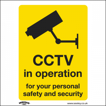 Sealey SS40V10 Worksafe® CCTV Safety Sign, Self-Adhesive Vinyl - Pack of 10