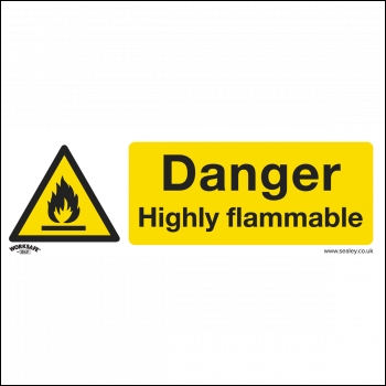 Sealey SS45V10 Worksafe® Danger Highly Flammable Safety Sign, Self-Adhesive Vinyl - Pack of 10