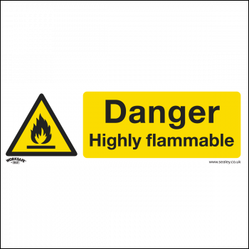 Sealey SS45V1 Warning Safety Sign - Danger Highly Flammable - Self-Adhesive Vinyl