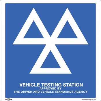 Sealey SS51P10 Worksafe® MOT Testing Station Safety Sign, Rigid Plastic - Pack of 10