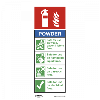Sealey SS52V1 Worksafe® Powder Fire Extinguisher Safety Sign - Self-Adhesive Vinyl