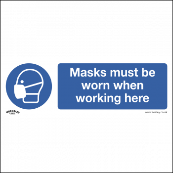 Sealey SS57P1 Worksafe® Masks Must Be Worn Safety Sign - Rigid Plastic