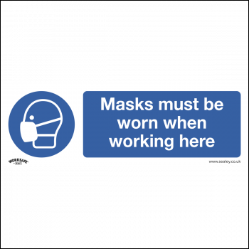 Sealey SS57V1 Mandatory Safety Sign - Masks Must Be Worn - Self-Adhesive Vinyl