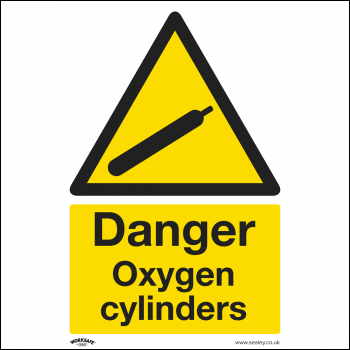 Sealey SS61P1 Worksafe® Danger Oxygen Cylinders Safety Sign - Rigid Plastic