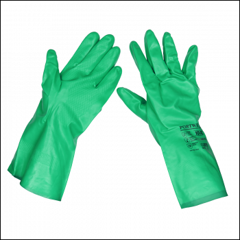 Sealey SSP34 Nitrile Gauntlets for use with Thinners 330mm Cuffed Pair
