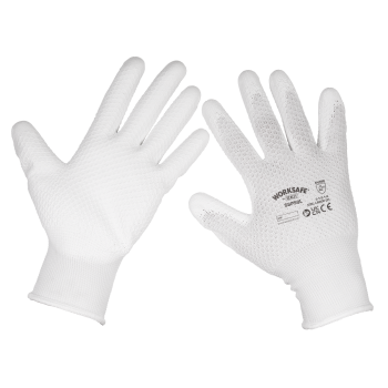 Sealey SSP50L/6 Worksafe® White Precision Grip Gloves, Large - Pack of 6 Pairs