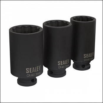 Sealey SX051 Impact Hub Nut Socket Set 1/2 inch Sq Drive 12-Point 3pc
