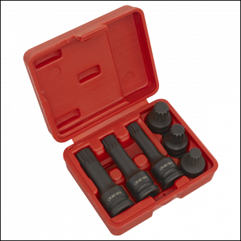 Sealey SX052 Impact Spline Socket Bit Set 1/2 inch Sq Drive 6pc
