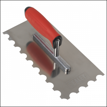 Sealey T6701 Stainless Steel Semicircle Tooth Trowel with Rubber Handle & Aluminium Foot 270mm