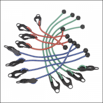 Sealey TARP12 Assorted Tarpaulin Bungee Cord Set 12pc