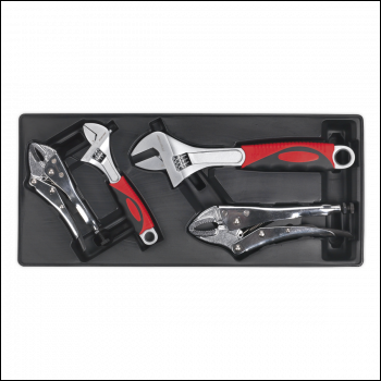 Sealey TBT04 Premier Locking Pliers & Adjustable Wrench Set with Tool Tray 4pc