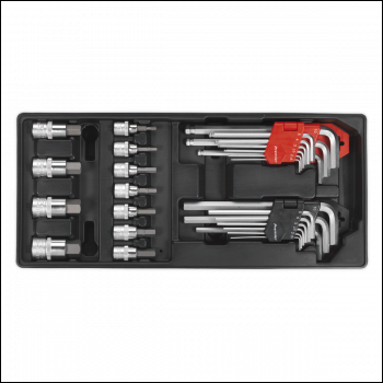 Sealey TBT07 Premier Hex/Ball-End Hex Key & Socket Bit Set with Tool Tray 29pc