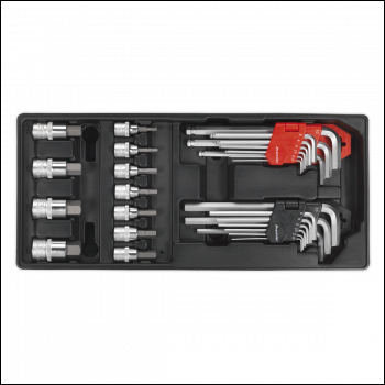 Sealey TBT07 Tool Tray with Hex/Ball-End Hex Keys & Socket Bit Set 29pc