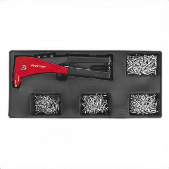 Sealey TBT15 Premier Riveter & Assorted Rivet Set with Tool Tray 400pc