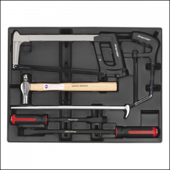 Sealey TBT30 Premier Pry Bar, Hammer & Hacksaw Set with Tool Tray 6pc