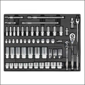 Sealey TBT31 Premier Socket Set with Tool Tray 3/8 inch  & 1/2 inch Sq Drive 55pc