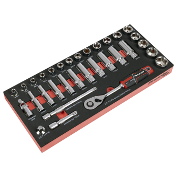 Sealey TBT41 Socket Set with Tool Tray 3/8 inch Sq Drive 32pc