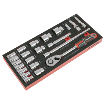 Sealey TBT42 Socket Set with Tool Tray 1/2 inch Sq Drive 22pc