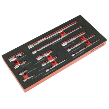 Sealey TBT44 Wobble Extension Bar Set with Tool Tray 1/4 inch , 3/8 inch  & 1/2 inch Sq Drive 12pc