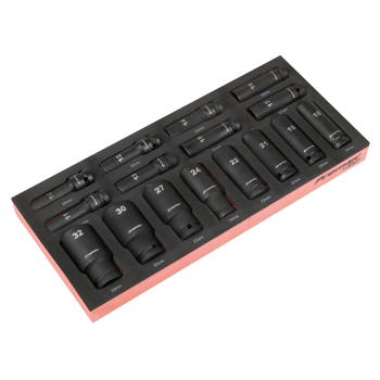 Sealey TBT47 Deep Impact Socket Set with Tool Tray 1/2 inch Sq Drive 16pc