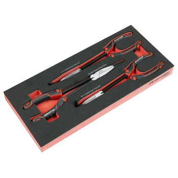 Sealey TBT58 Long Needle Nose Pliers Set with Tool Tray 3pc