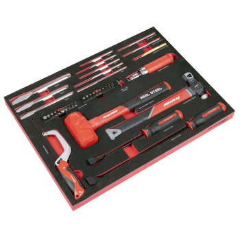 Sealey TBT66 Premier Striking, Pry Bar, Hacksaw & Impact Screwdriver Set with Tool Tray 39pc