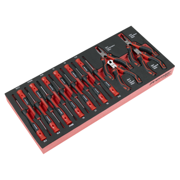 Sealey TBT67 Precision Screwdriver & Mini Pliers Set with Tool Tray 17pc