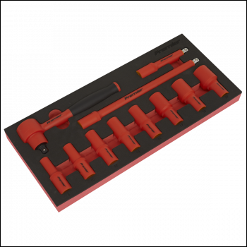 Sealey TBTE01 Premier Insulated Socket Set with Tool Tray 3/8 inch Sq Drive 11pc - VDE Approved